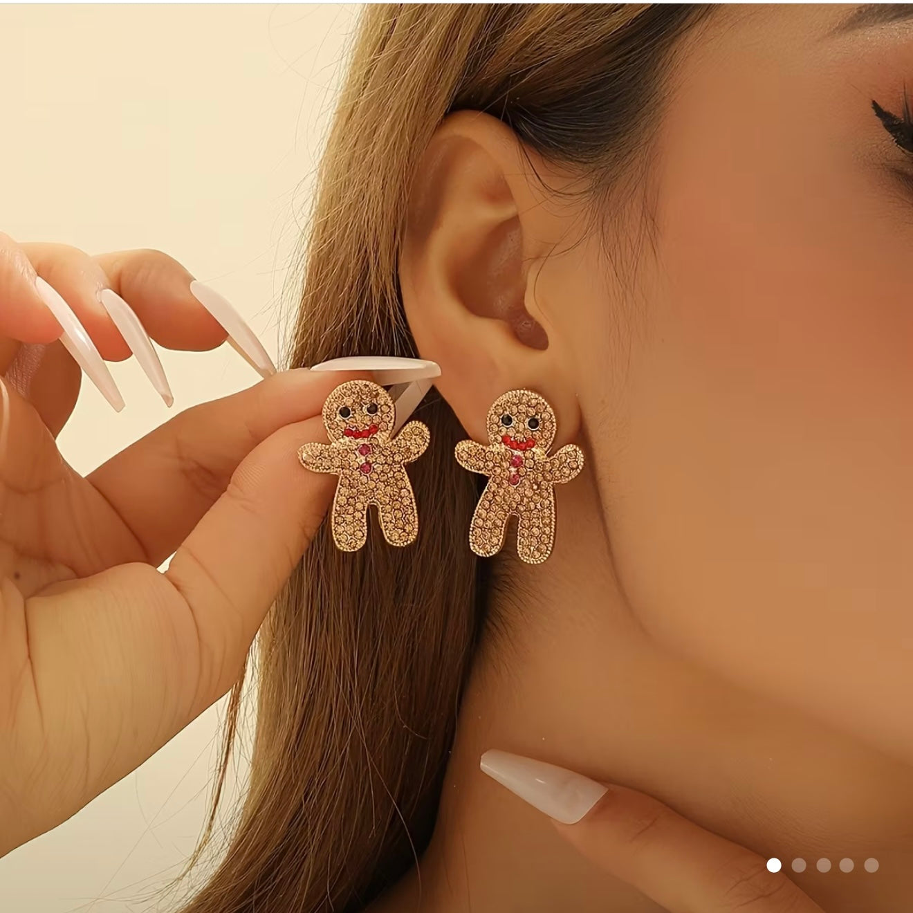 Gingerbread Man Rhinestone Earrings
