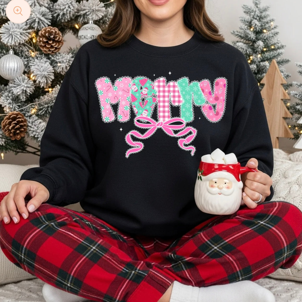 MERRY Mixed Pattern Coquette Glitter Print