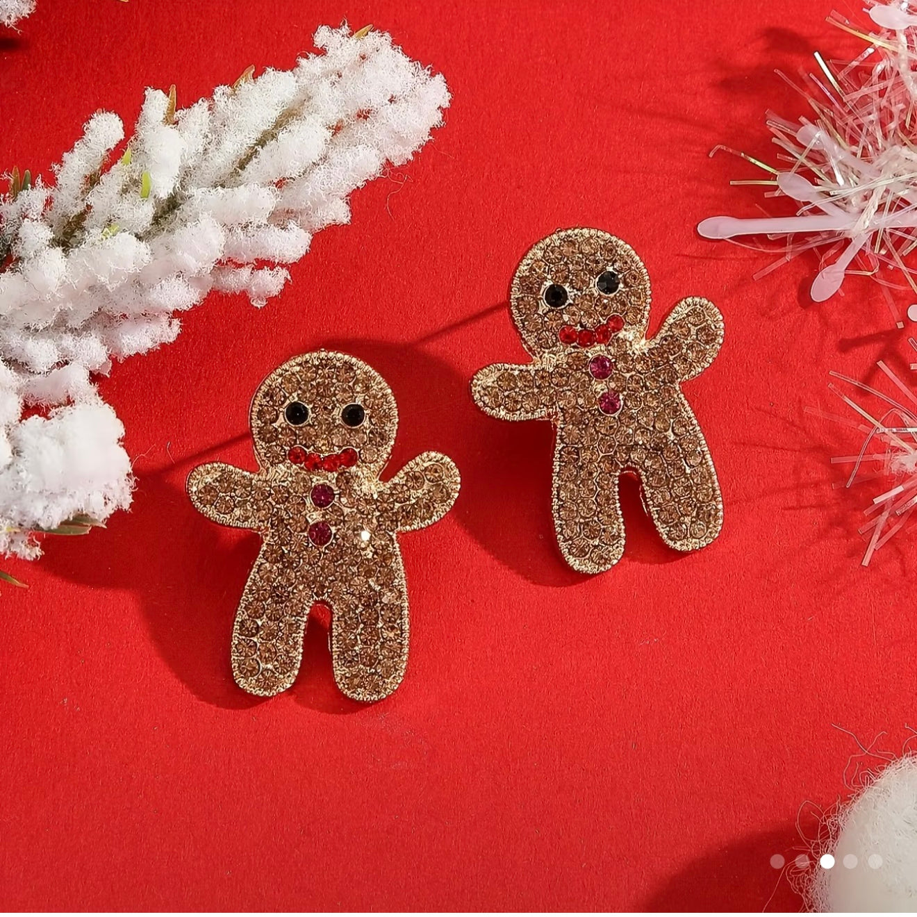 Gingerbread Man Rhinestone Earrings