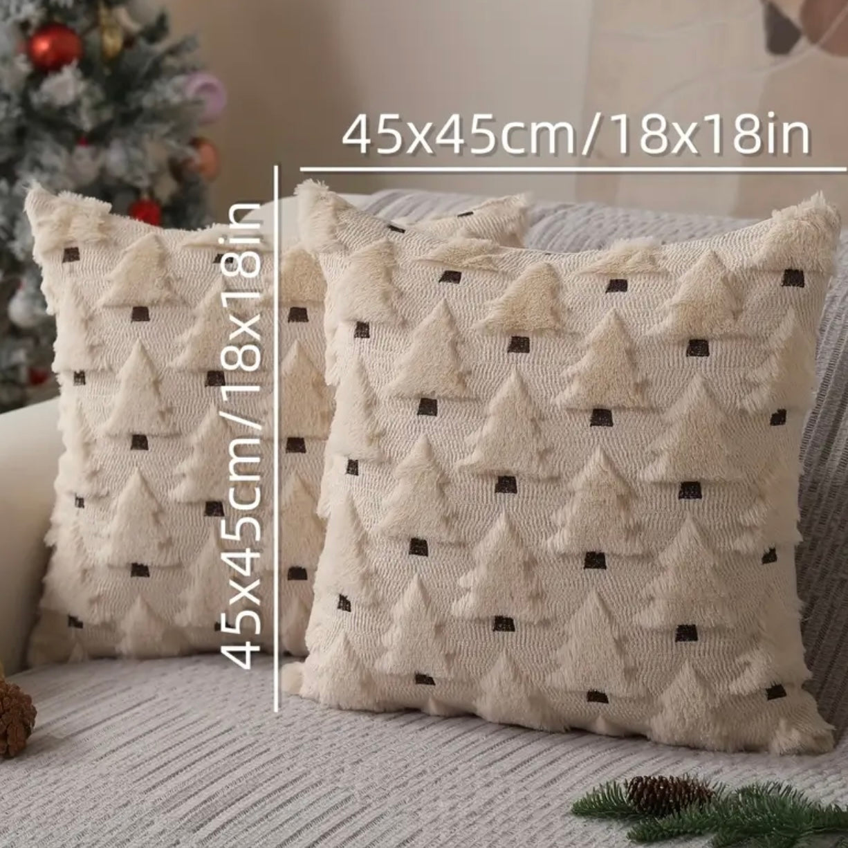 Pillow Covers - Adorable Christmas Pillow Cover 18x18 – Festive Holiday Cushion Cover | Cozy Christmas Décor