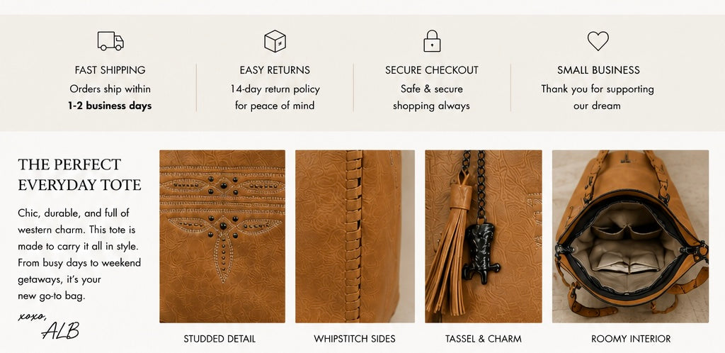 Studded Whipstitch Tote Bag – Tan (RTS)