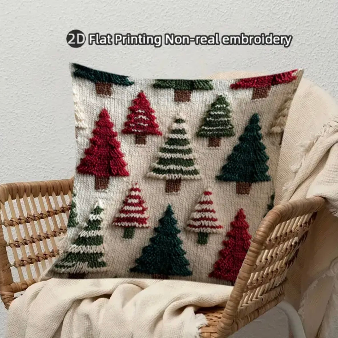 Faux Yarn Sweater Christmas Tree Pillow Cover
