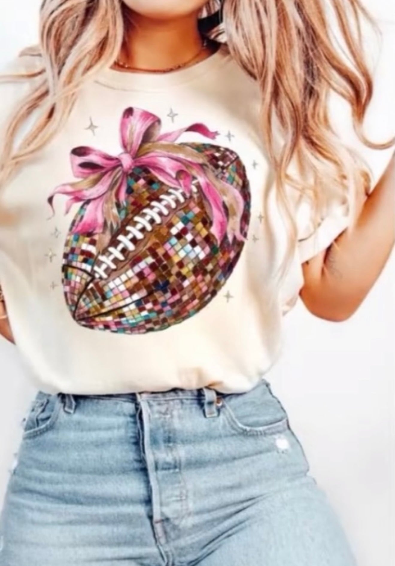 Faux Sequin Football w/ Pink Coquette
