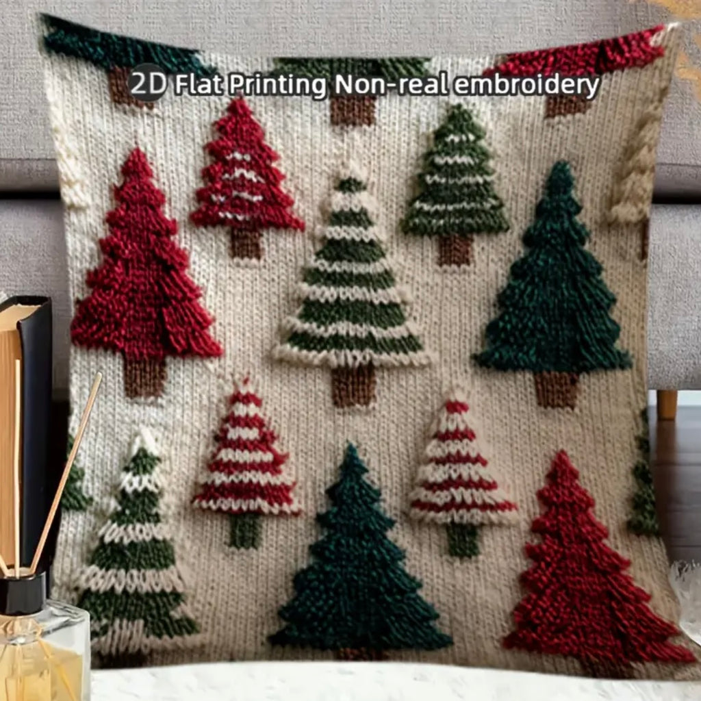 Faux Yarn Sweater Christmas Tree Pillow Cover