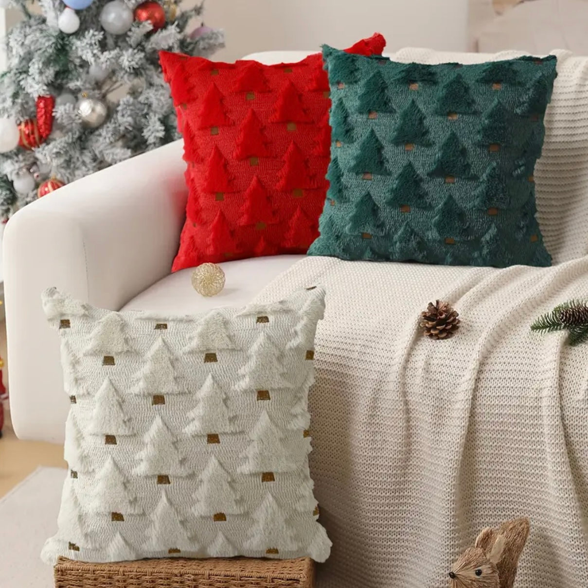 Pillow Covers - Adorable Christmas Pillow Cover 18x18 – Festive Holiday Cushion Cover | Cozy Christmas Décor