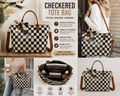 Black & Cream Checkered Tote Bag