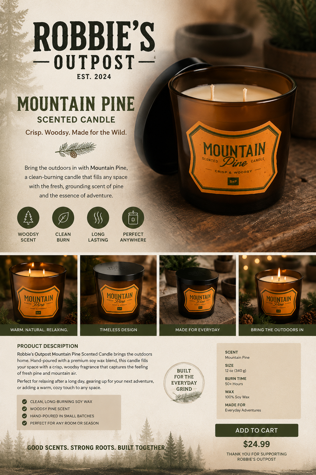 Mountain Pine Soy Candle (RTS)