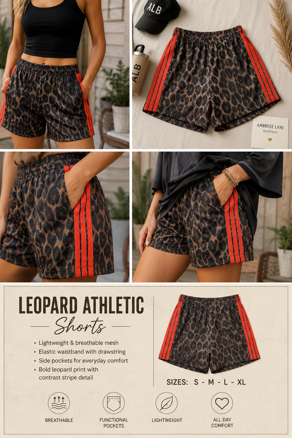Leopard Athletic Shorts