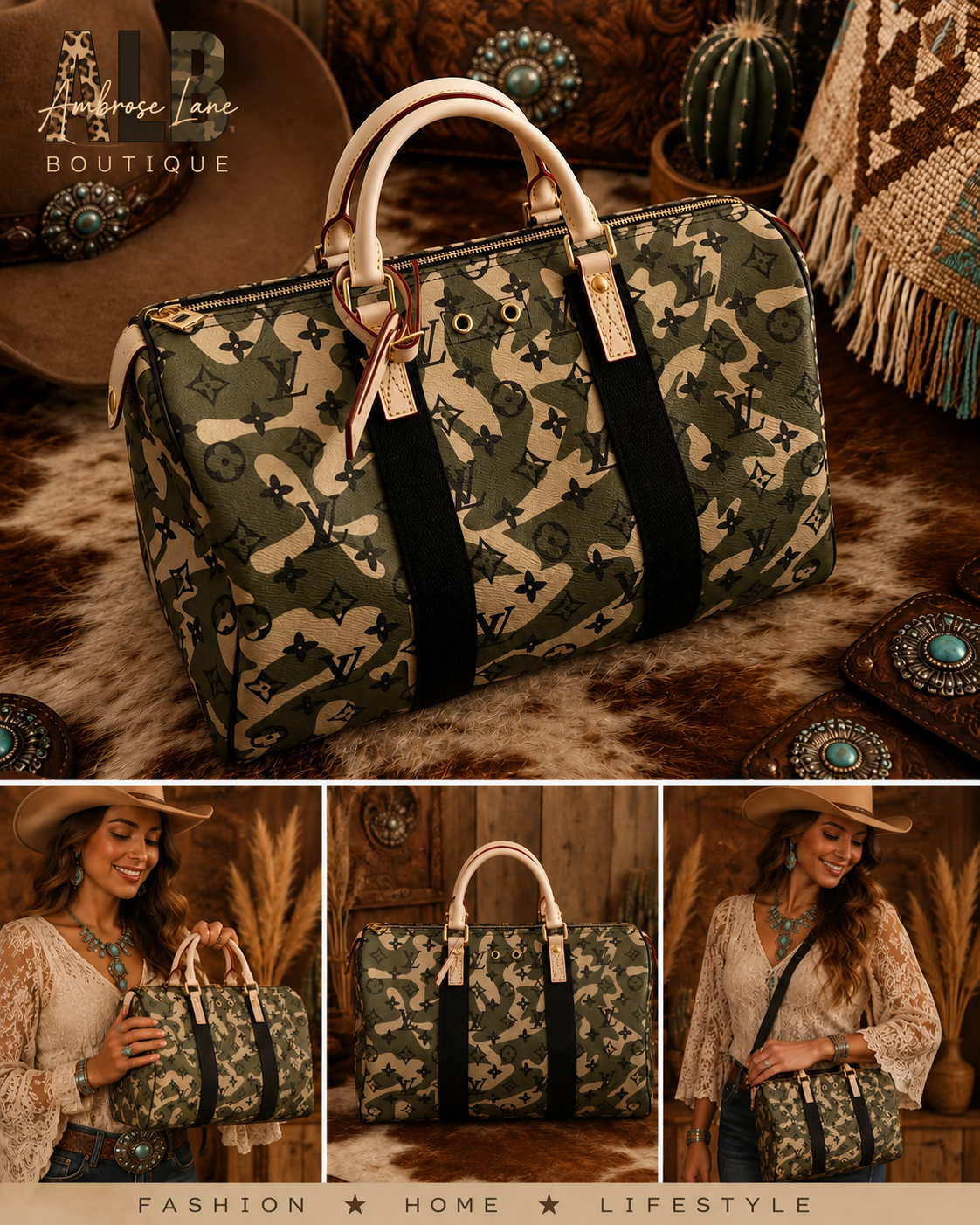Upcycled Camo Monogram Speedy Bag