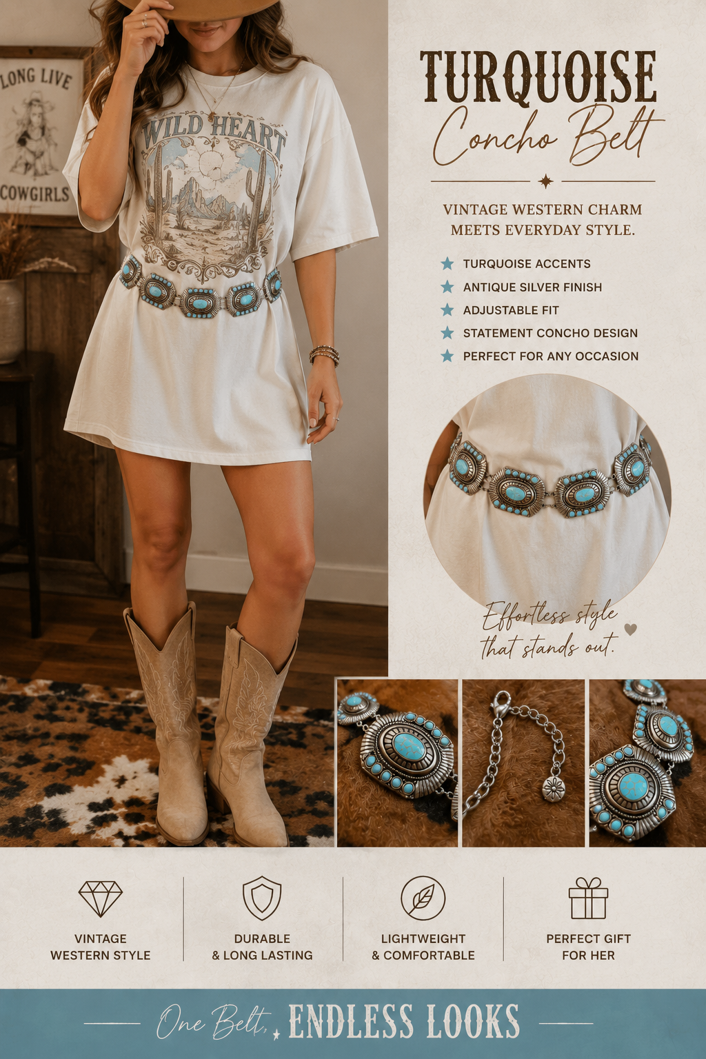 Turquoise Concho Belt