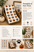 Pumpkin & Paw Print Kitchen Towel