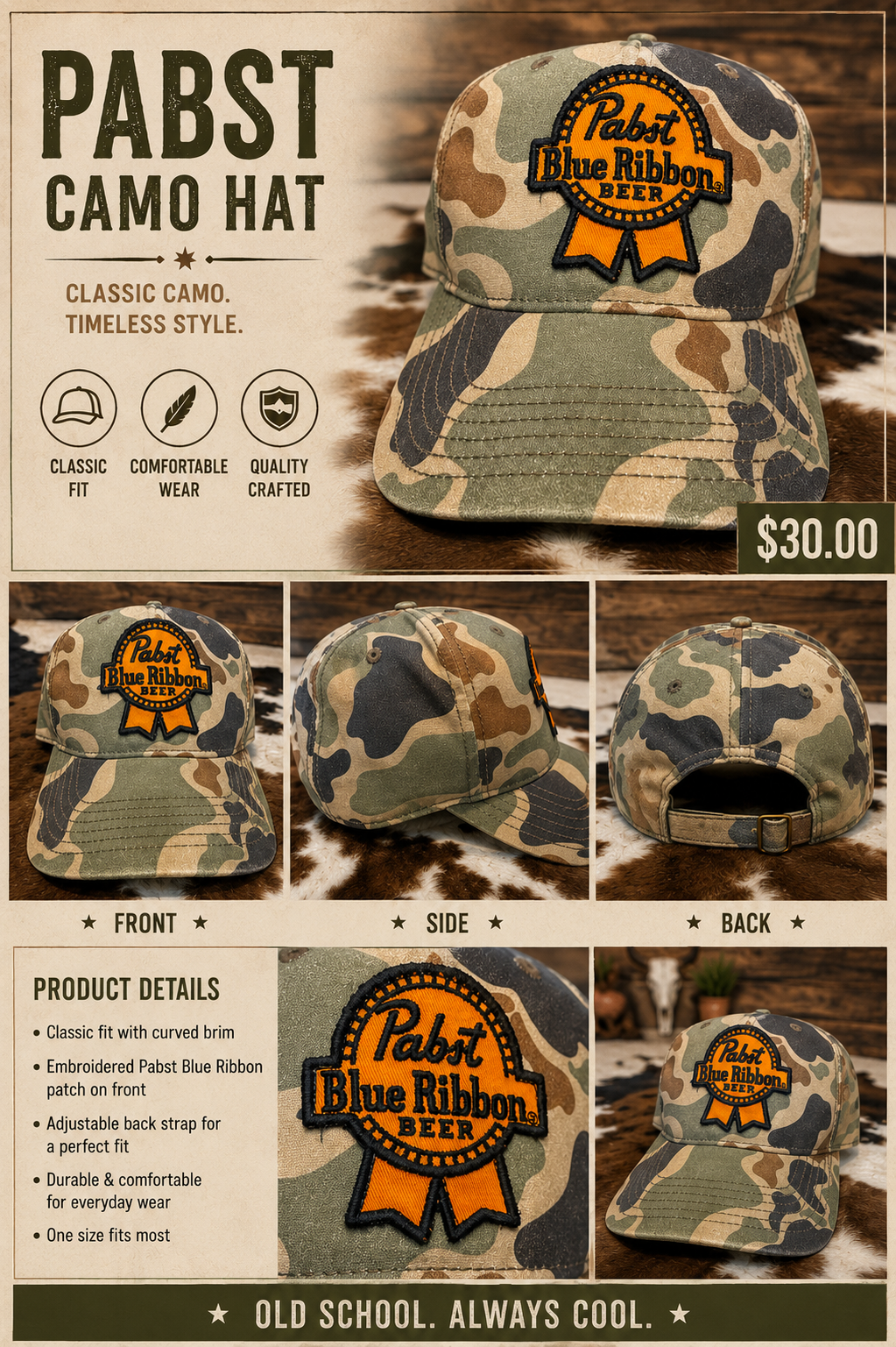 Pabst Blue Ribbon Camo Hat (RTS)