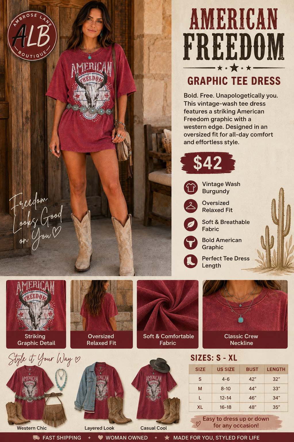 American Freedom Graphic Tee Dress
