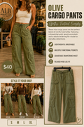 Olive Wide-Leg Cargo Pants