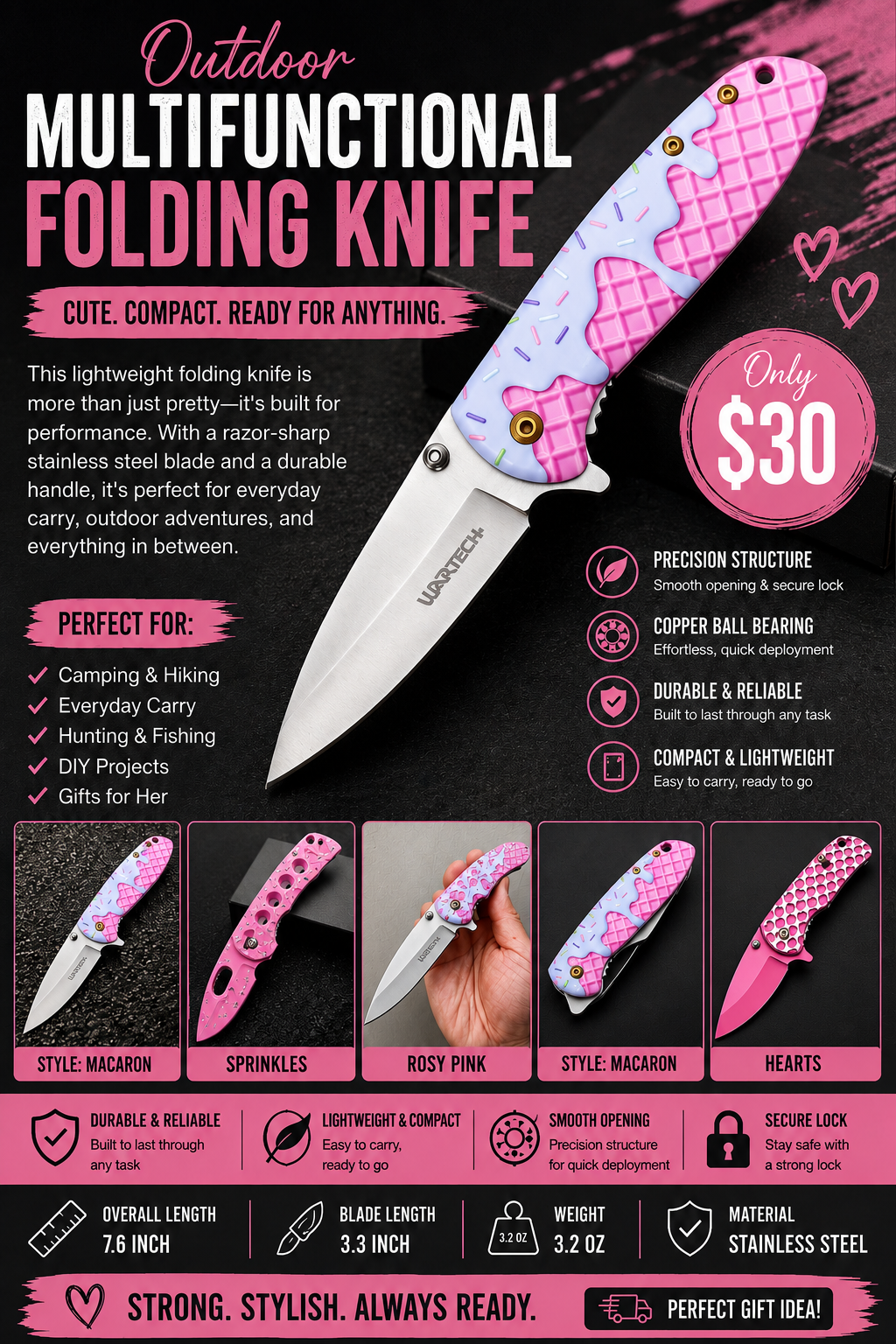 Pink Collection Folding Knife