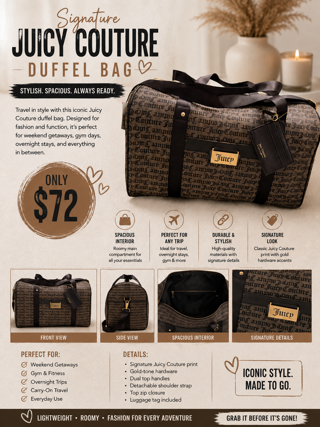 Juicy Couture Signature Duffel Bag