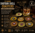 Set of 6 unique coasters Mixed shotgun shell head designs