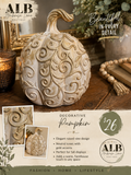 Decorative Embossed Pumpkin – Neutral Fall Tabletop Décor (RTS)