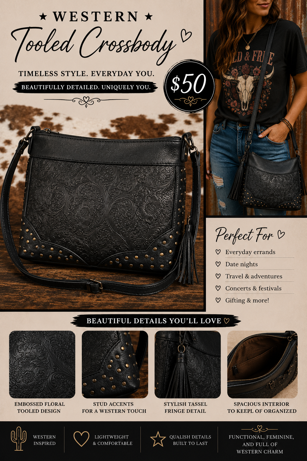 Western Tooled Crossbody (RTS)