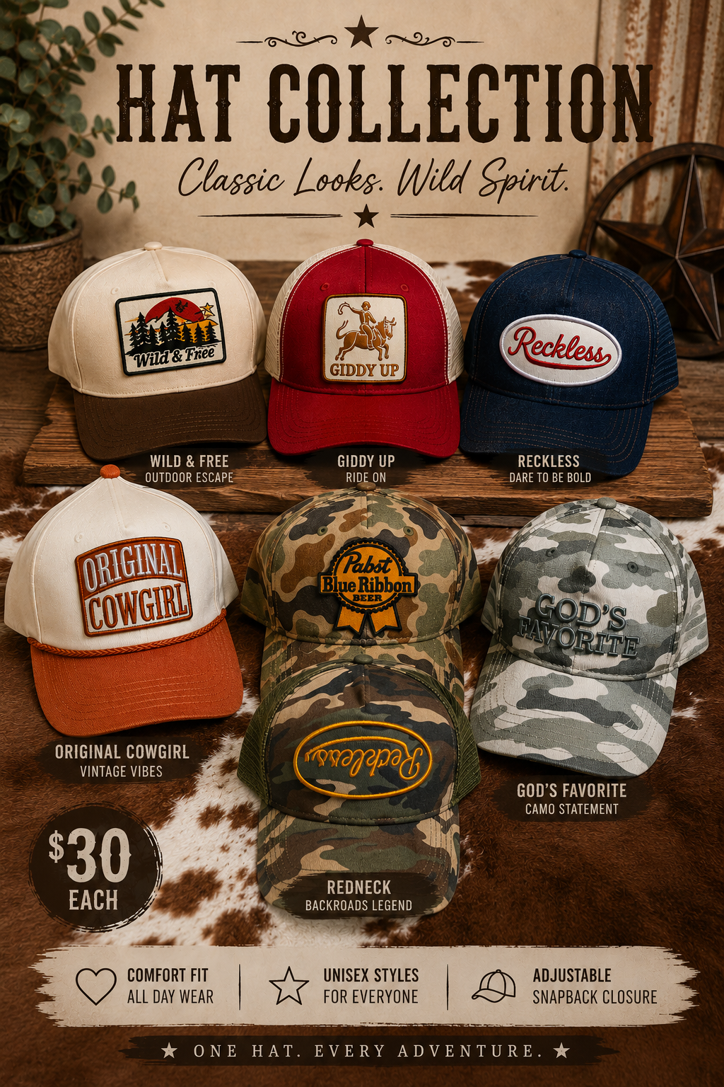 Hat Collection – $30 Each 🤠