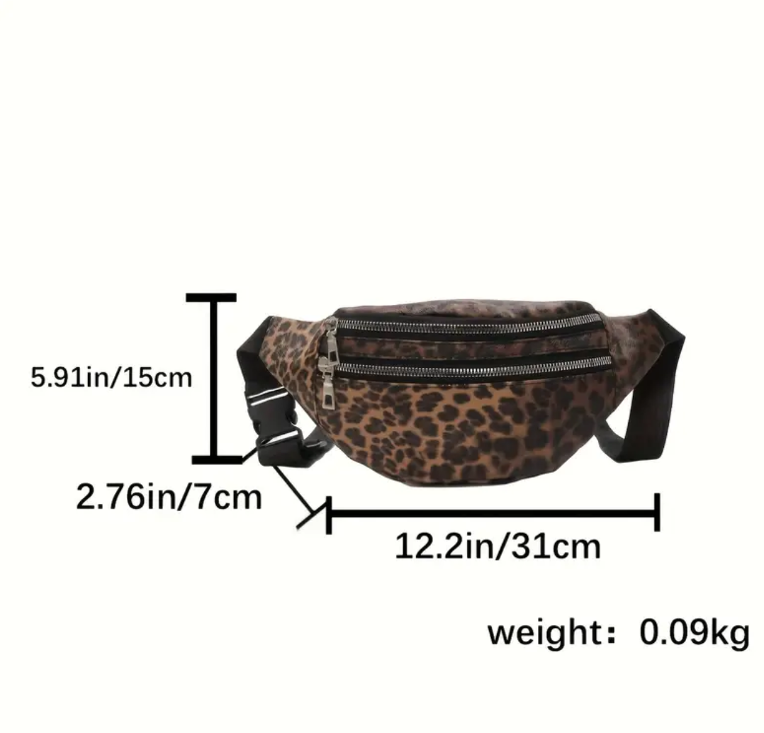 Women's Adjustable Leopard Print Crossbody Waist Bag